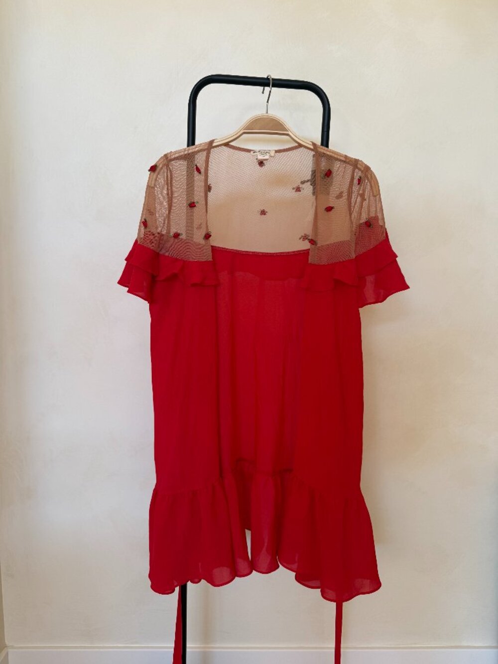 For Love and Lemons: Rosettes Skivvies Mini Dress/Coverup/Robe (Small)